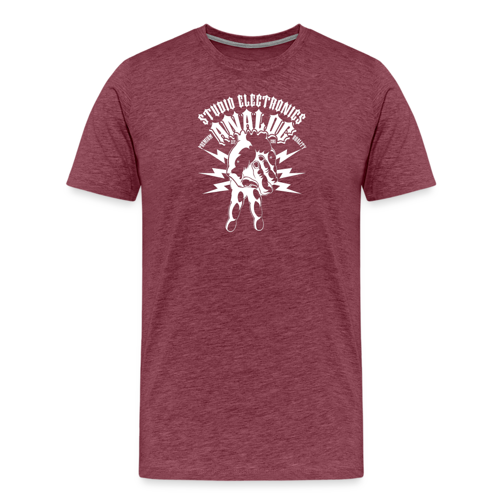 Men's Premium T-Shirt - Flipped Peace Analog - heather burgundy