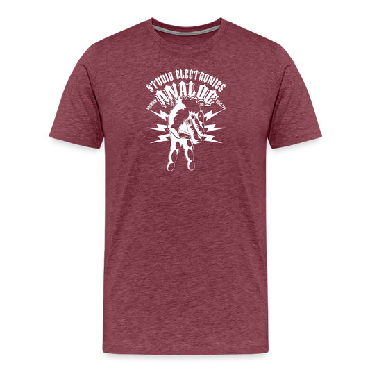 Men's Premium T-Shirt - Flipped Peace Analog - heather burgundy