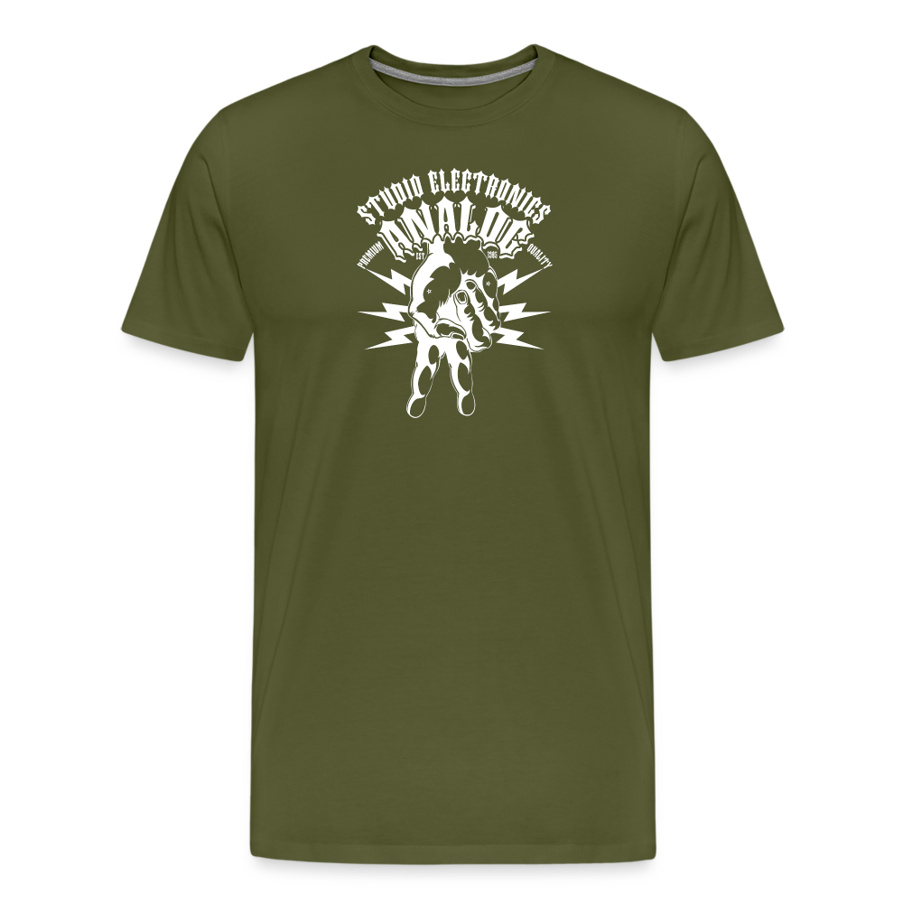 Men's Premium T-Shirt - Flipped Peace Analog - olive green